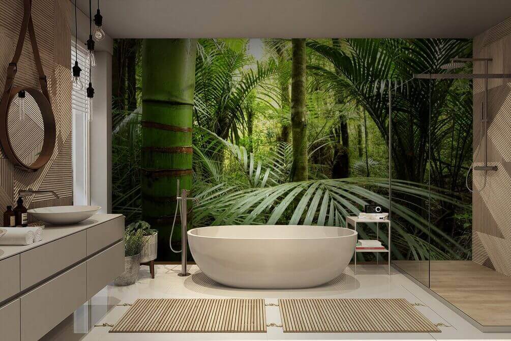 Bosque tropical verde profundo — interior 1