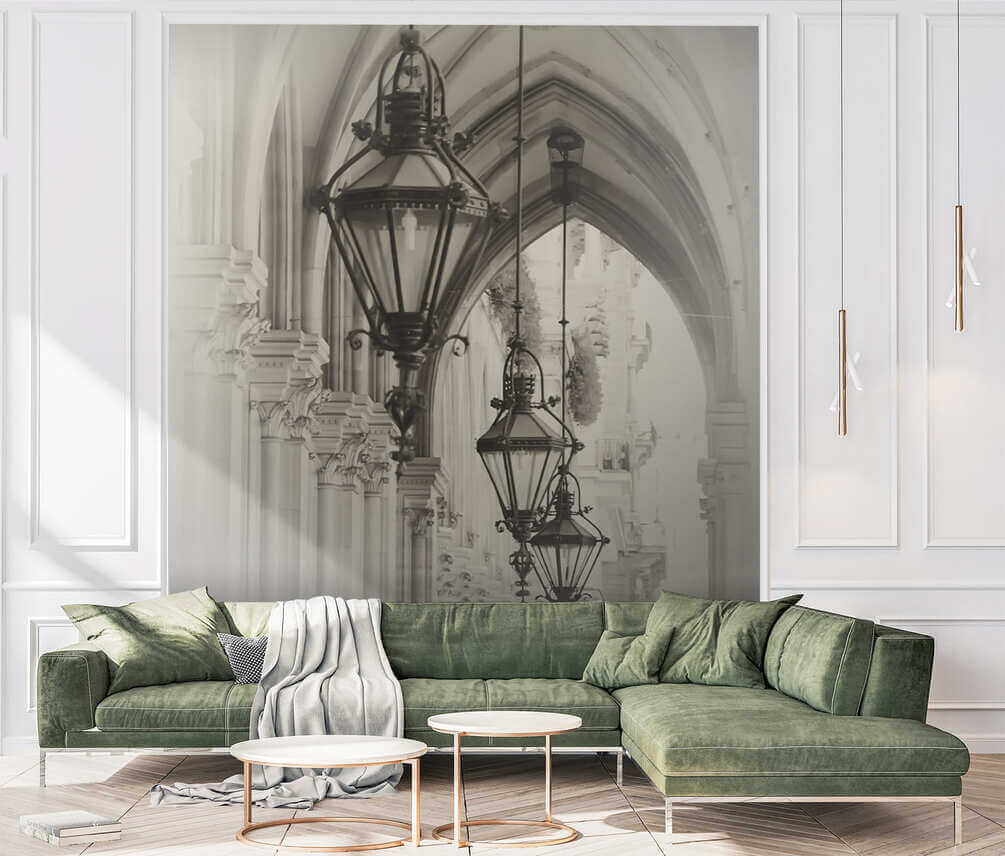 Linternas bajo arcos góticos — interior 2