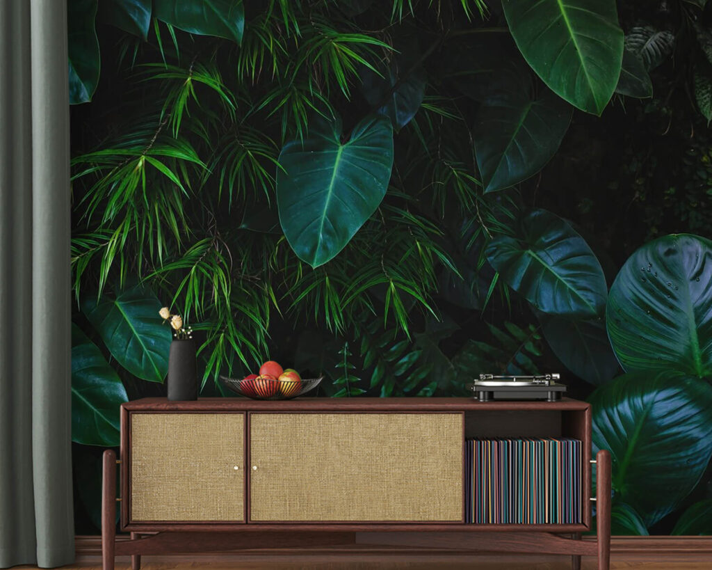 Hojas en verde oscuro — interior 2
