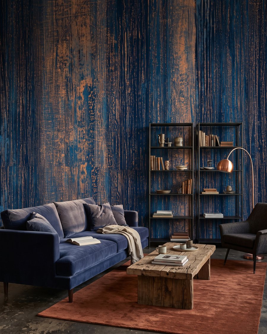 Franjas azules con óxido — interior 3