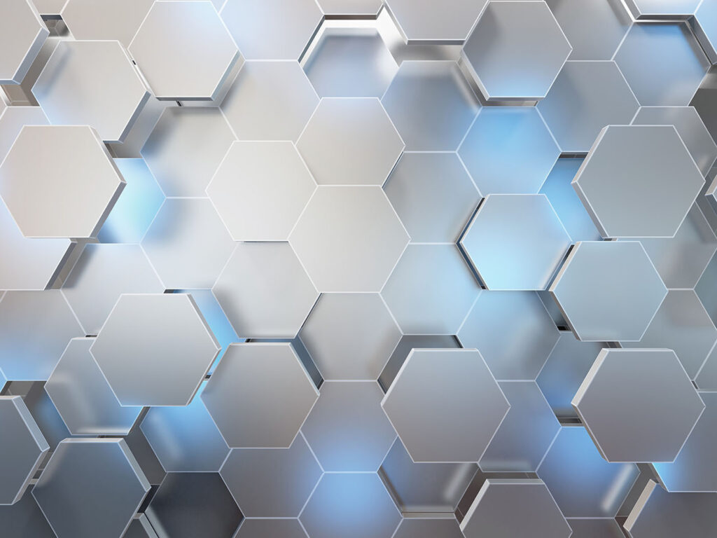 Hexágonos azul claro — diseño completo