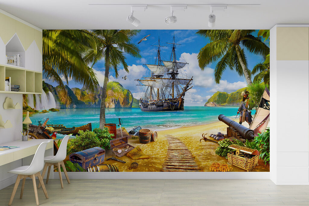 Barco pirata entre palmeras — interior 4
