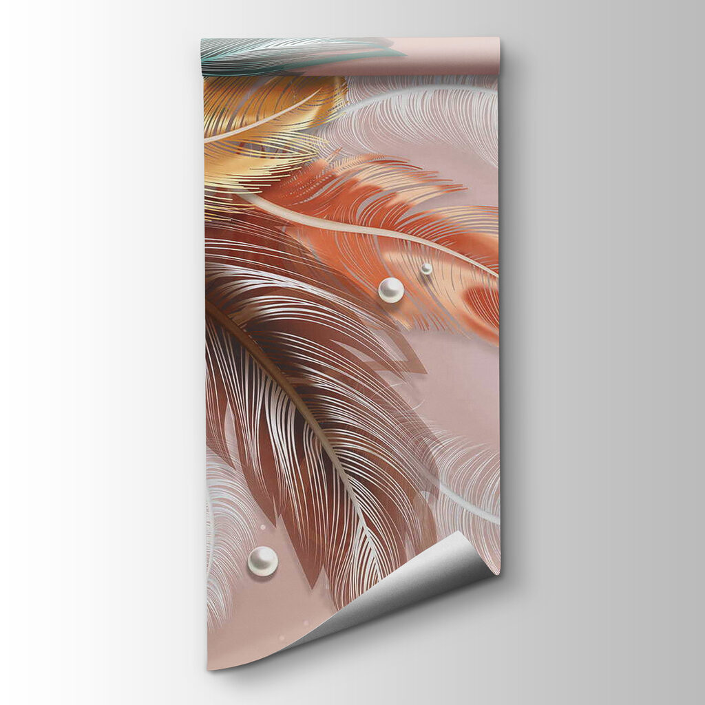 Plumas entre perlas blancas — vista del producto