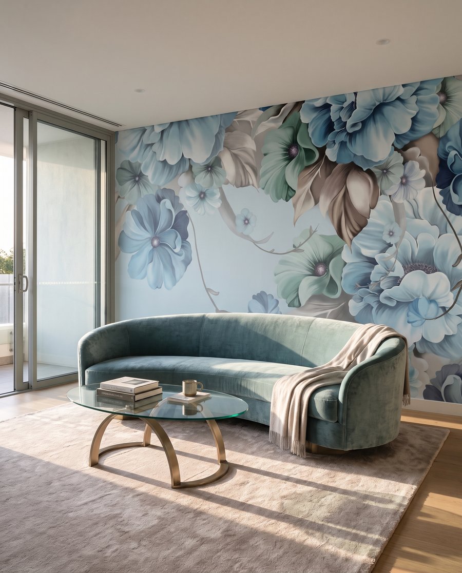Flores en los rincones en un interior
