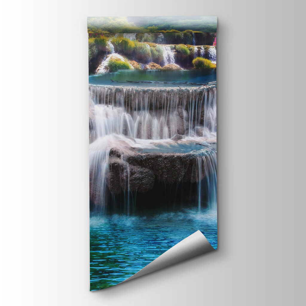 Cascada entre arbustos rosas — vista del producto