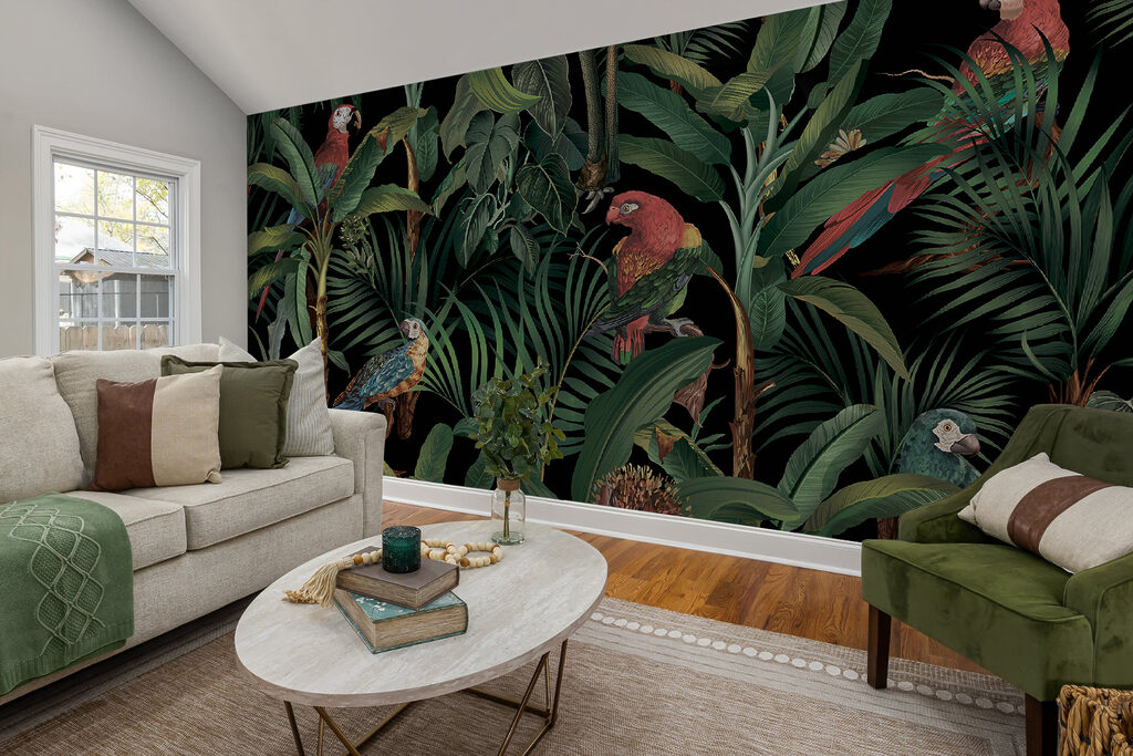 Loros entre ramas oscuras — interior 3