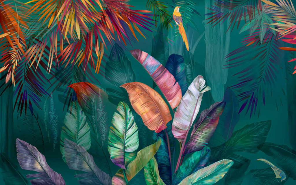 Hojas tropicales intensas — diseño completo