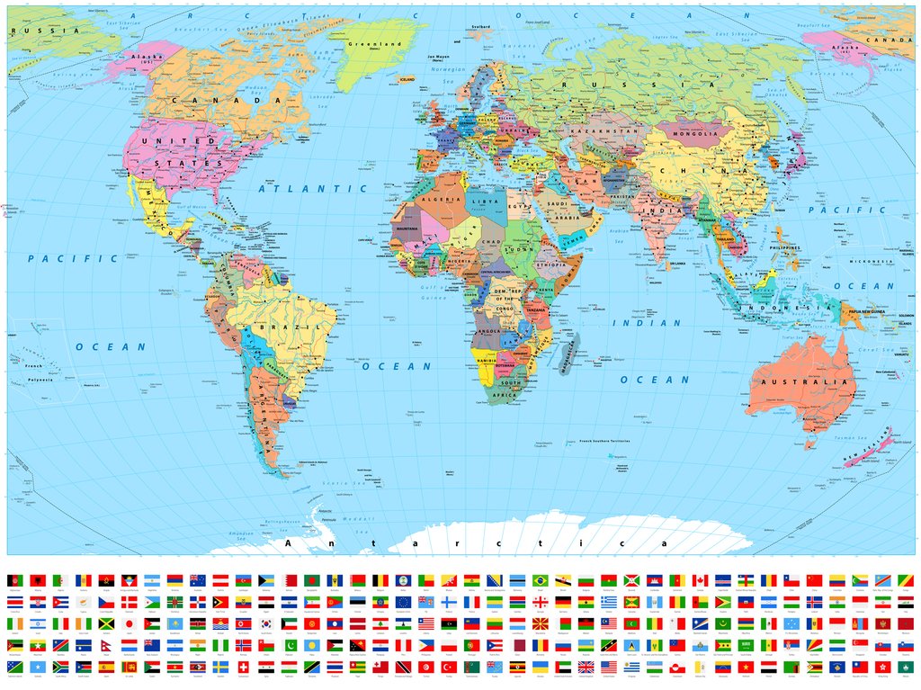 Mundo lleno de banderas — diseño completo