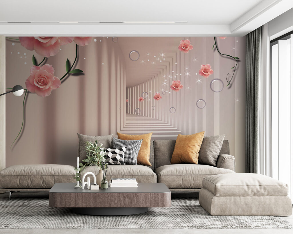 Flores en hornacinas en un interior