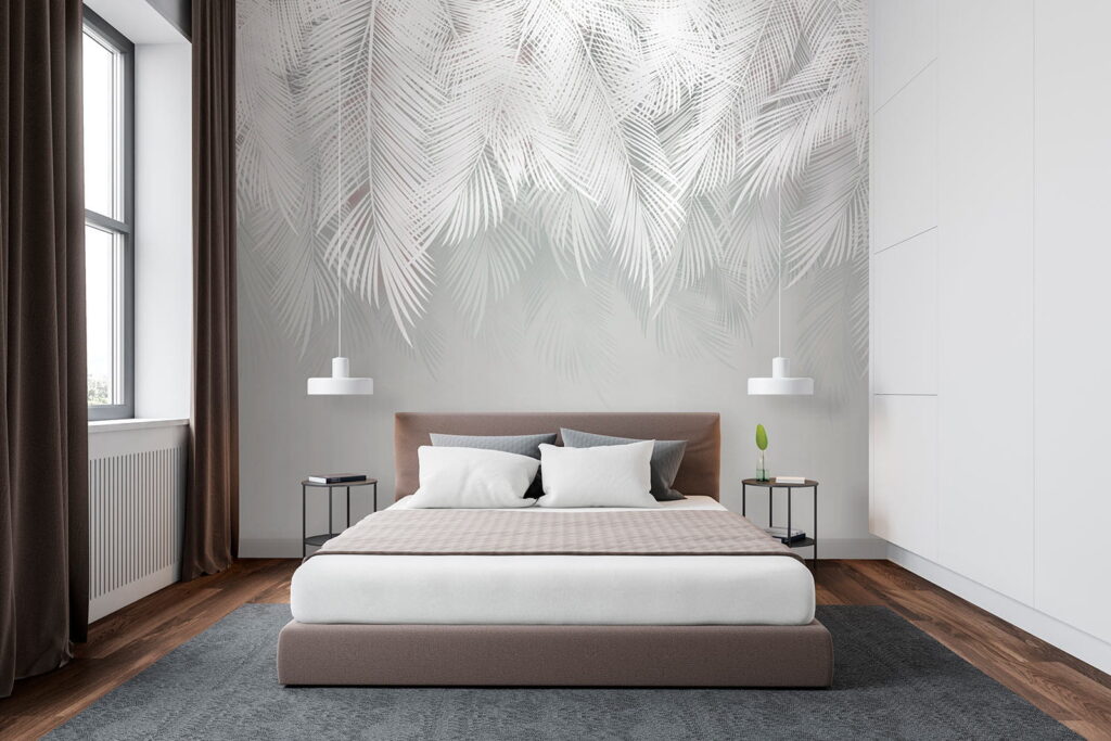 Palmas blancas sobre gris — interior 2