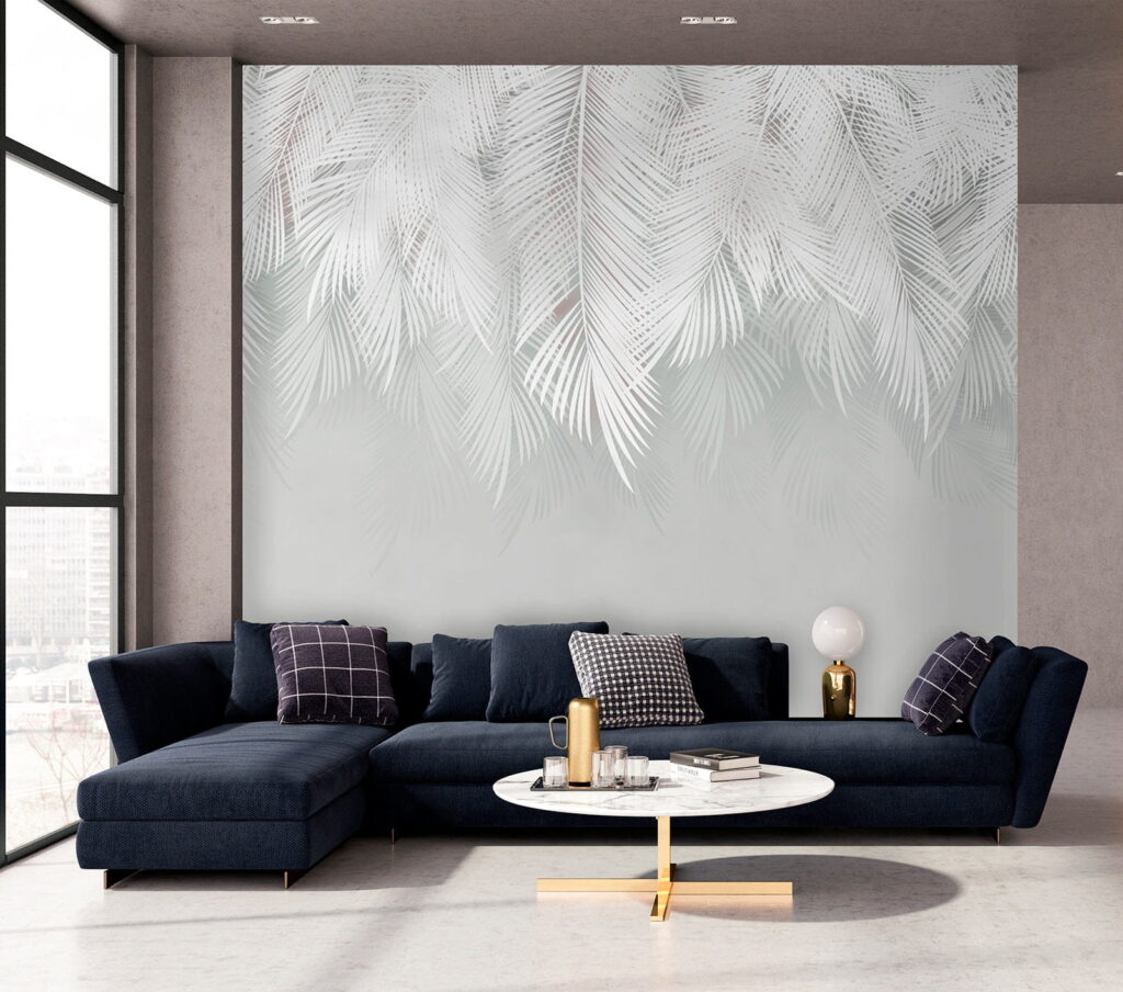 Palmas blancas sobre gris — interior 8