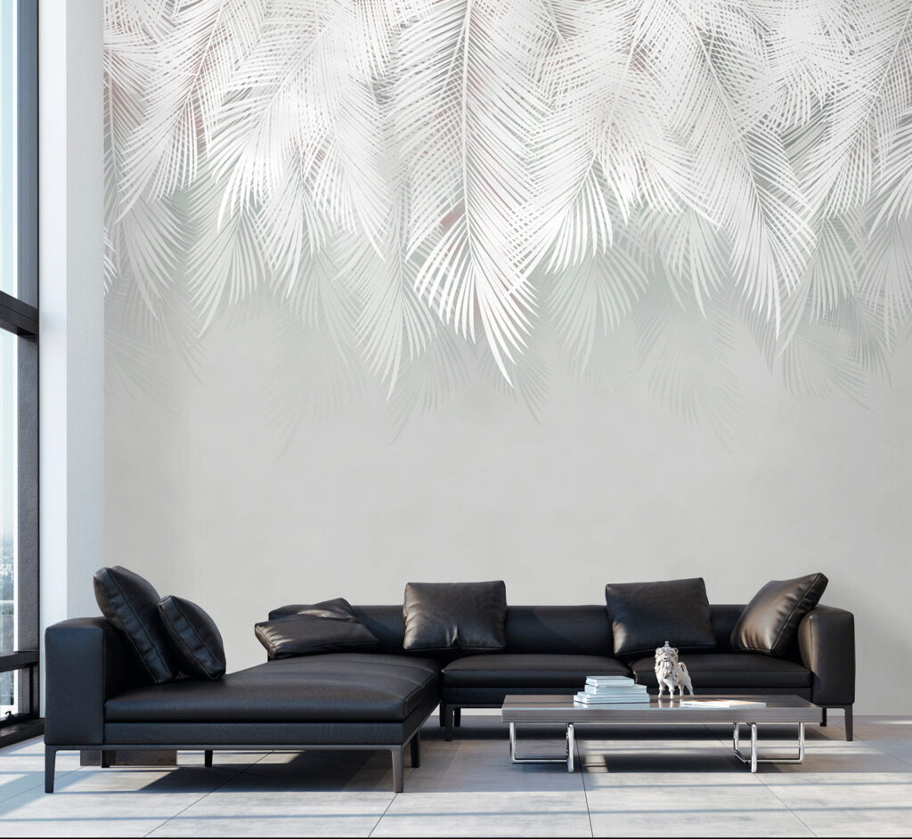 Palmas blancas sobre gris — interior 9