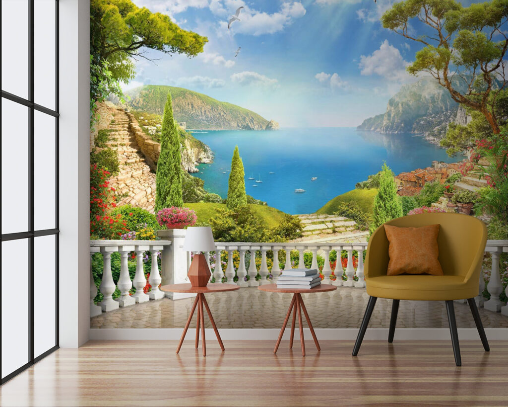 Balaustrada y colinas verdes — interior 2