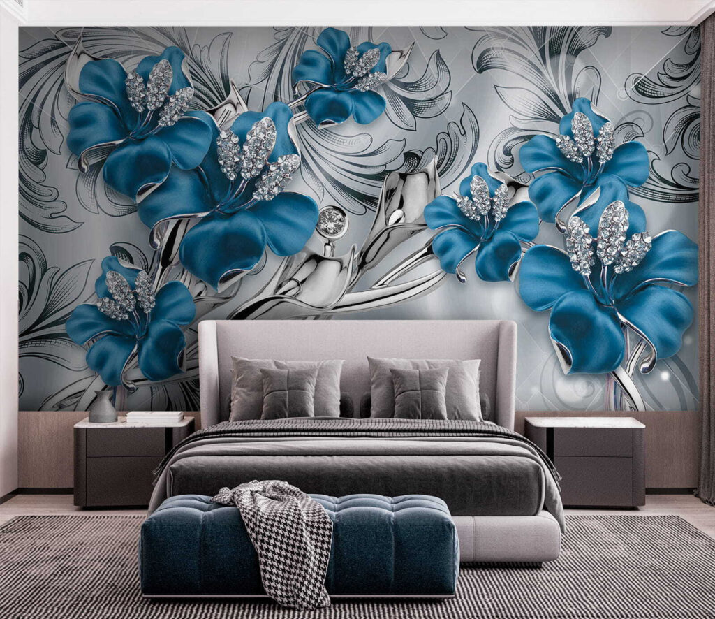 Orquídeas azules entre volutas — interior 2
