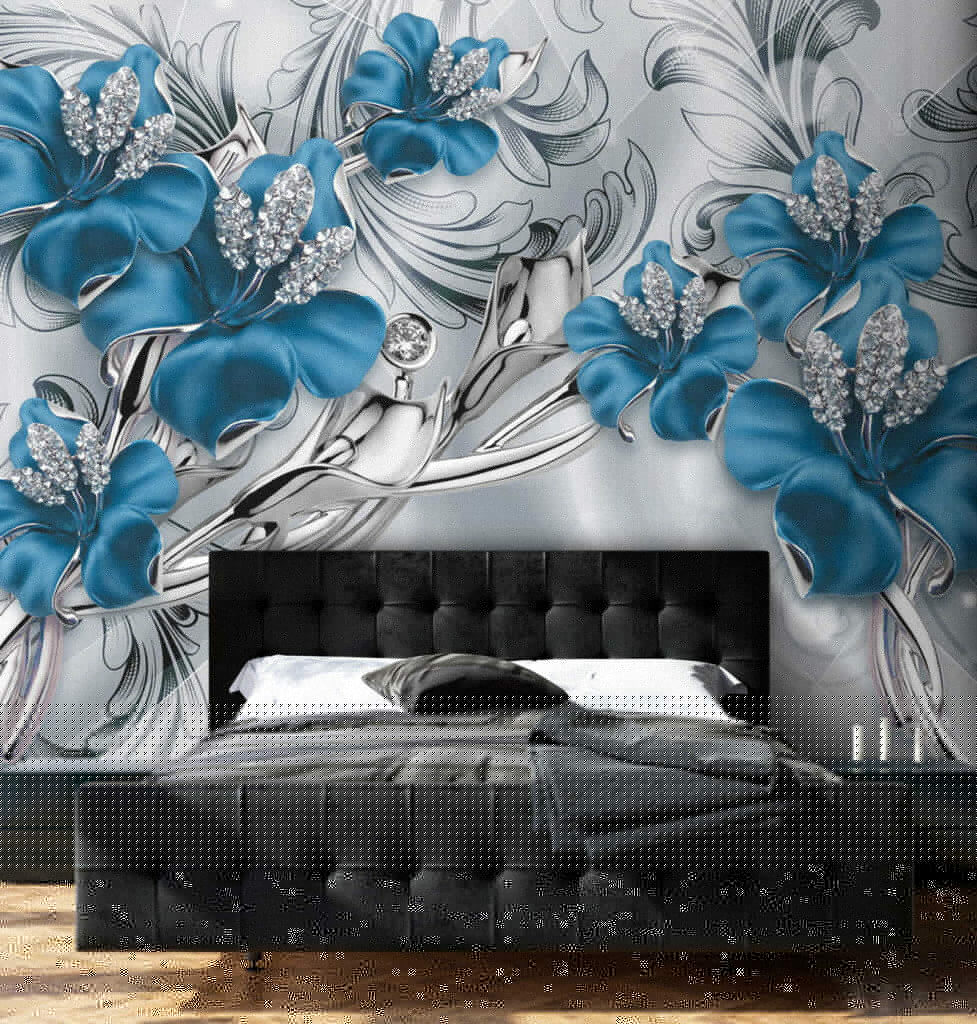 Orquídeas azules entre volutas — interior 3