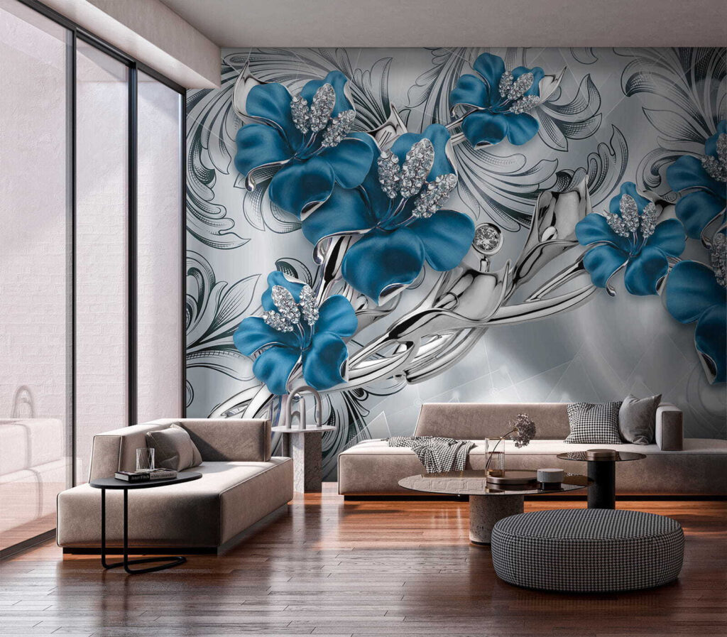 Orquídeas azules entre volutas — interior 4