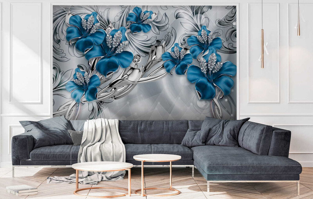 Orquídeas azules entre volutas — interior 6