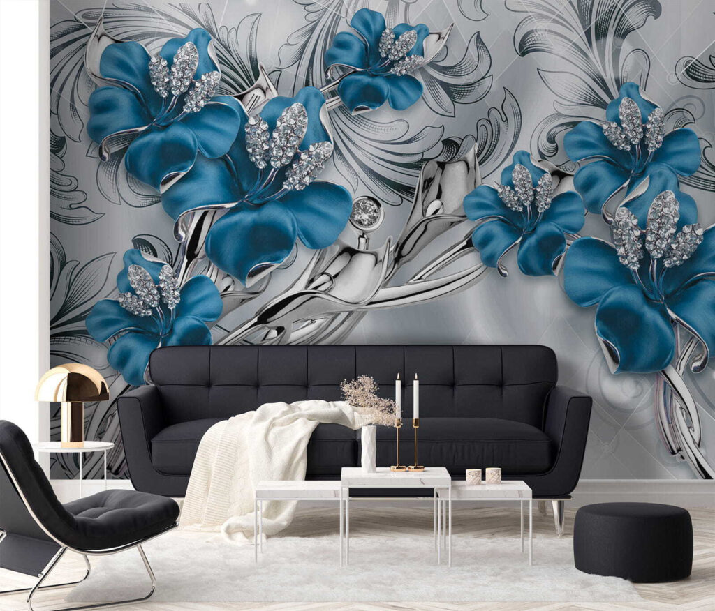 Orquídeas azules entre volutas — interior 7