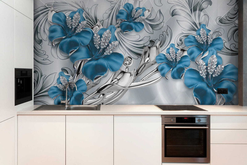 Orquídeas azules entre volutas — interior 8