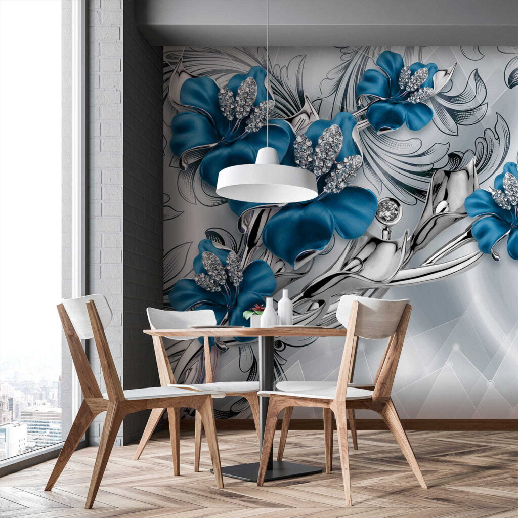 Orquídeas azules entre volutas — interior 9