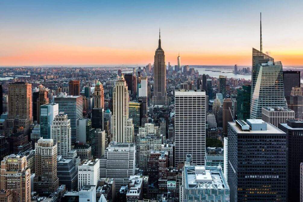 Nueva York al atardecer — diseño completo