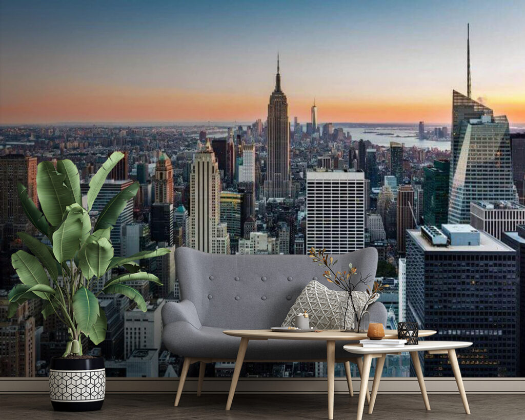 Nueva York al atardecer en un interior
