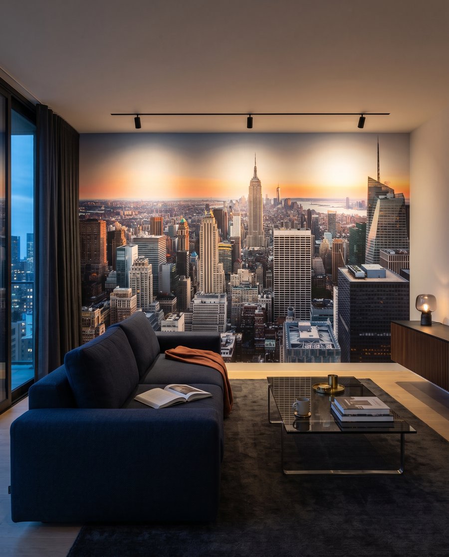 Nueva York al atardecer en un interior