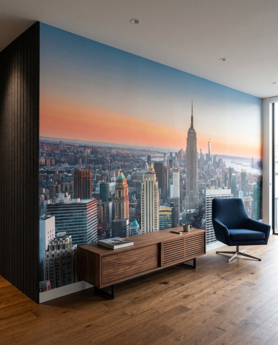 Nueva York al atardecer en un interior