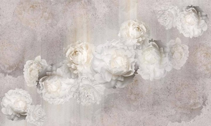 Rosas pálidas sobre gris — diseño completo