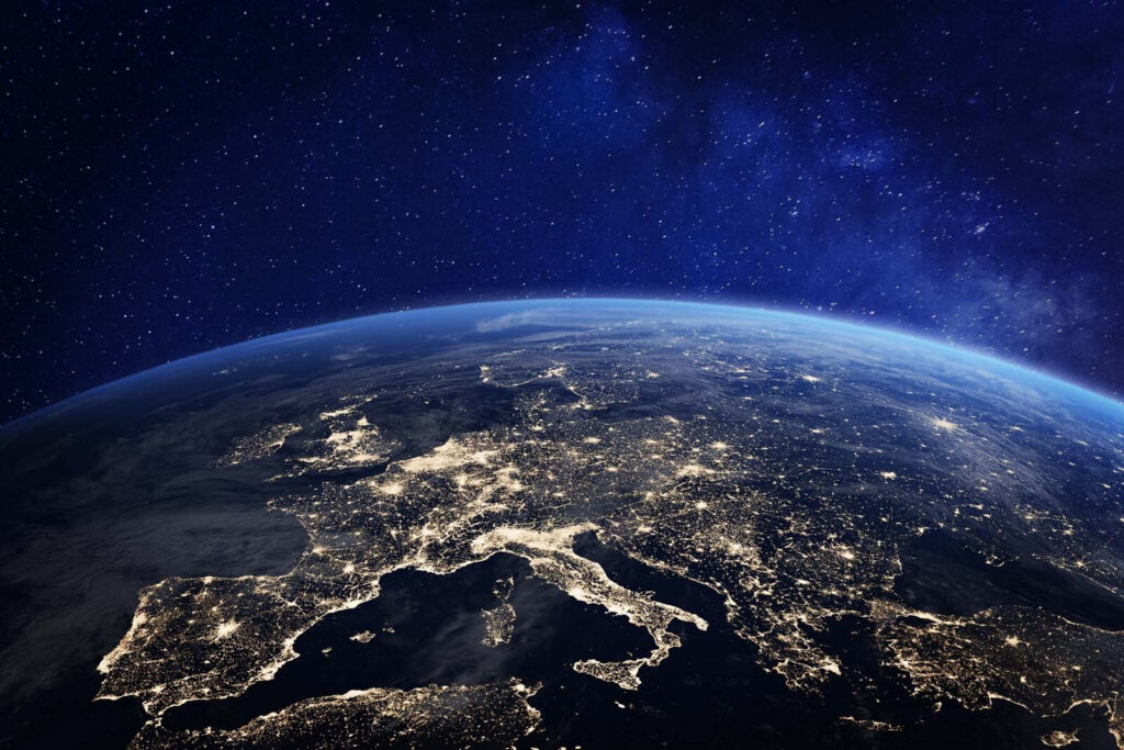 Europa de noche — diseño completo