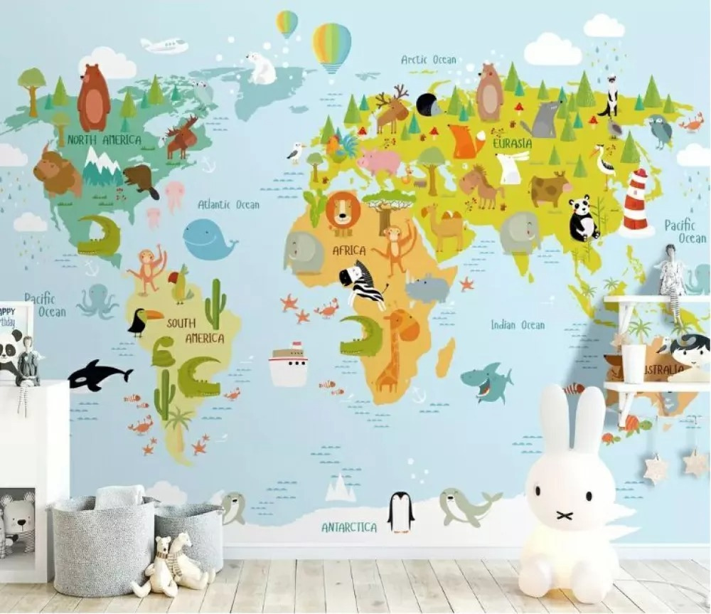 Mapa mundial con animales — interior 1