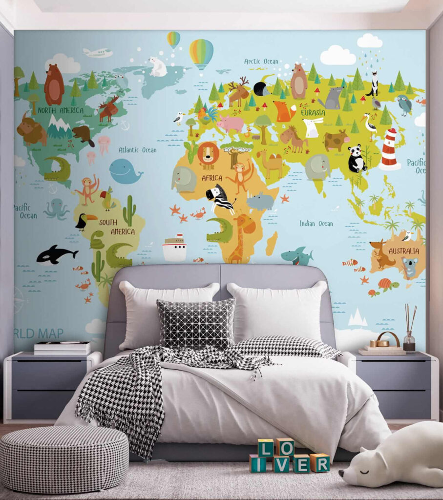 Mapa mundial con animales — interior 2