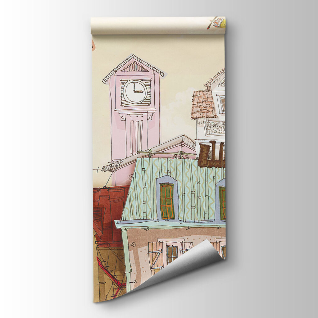 Casas coloridas y globos — vista del producto