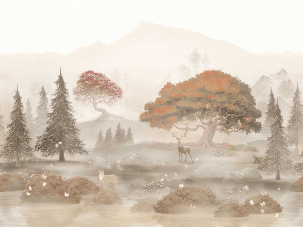 Ciervo en la niebla — diseño completo