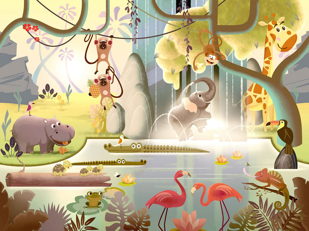 Selva llena de juegos — diseño completo