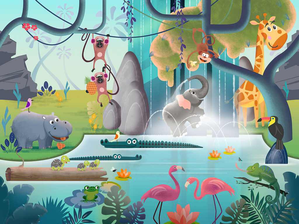 Selva llena de juegos — diseño completo