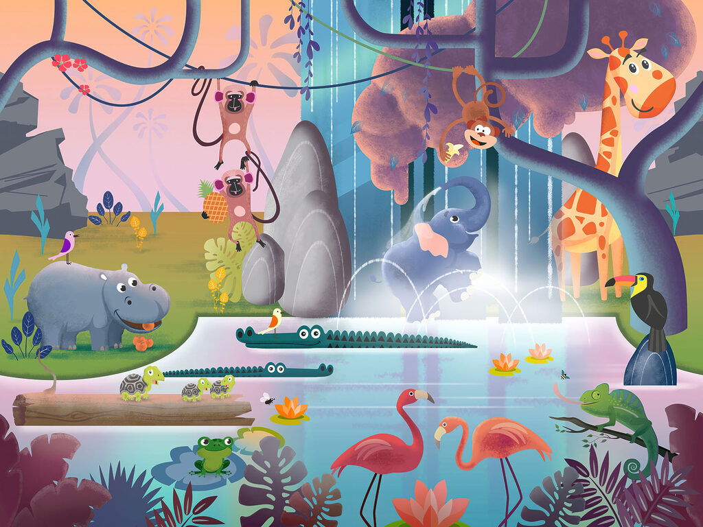 Selva llena de juegos — diseño completo