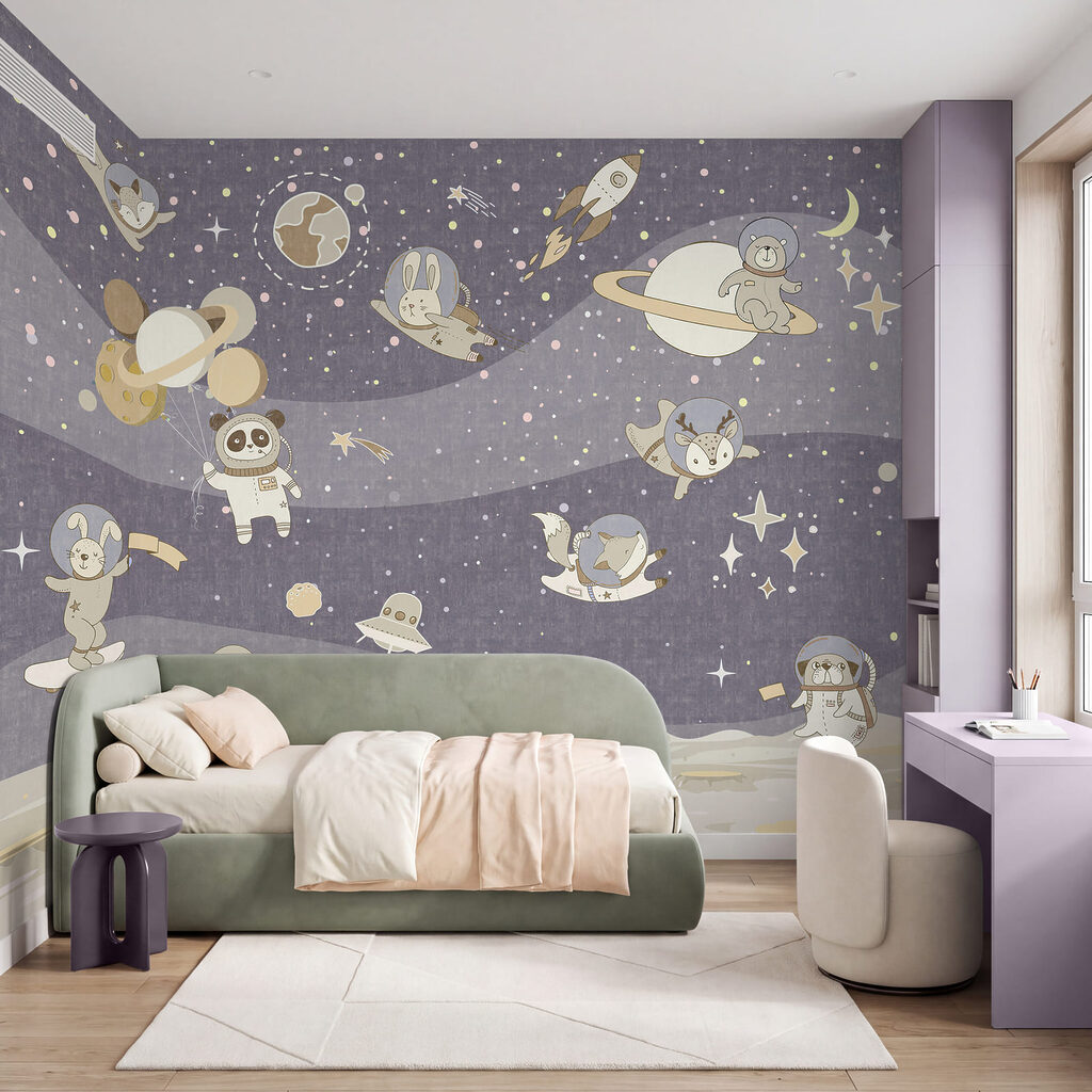 Amigos del espacio en un interior