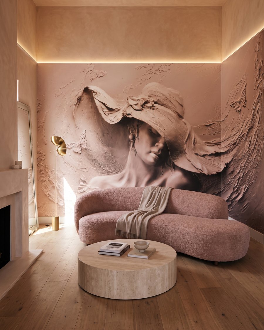 Mujer con sombrero ondulado — interior 1