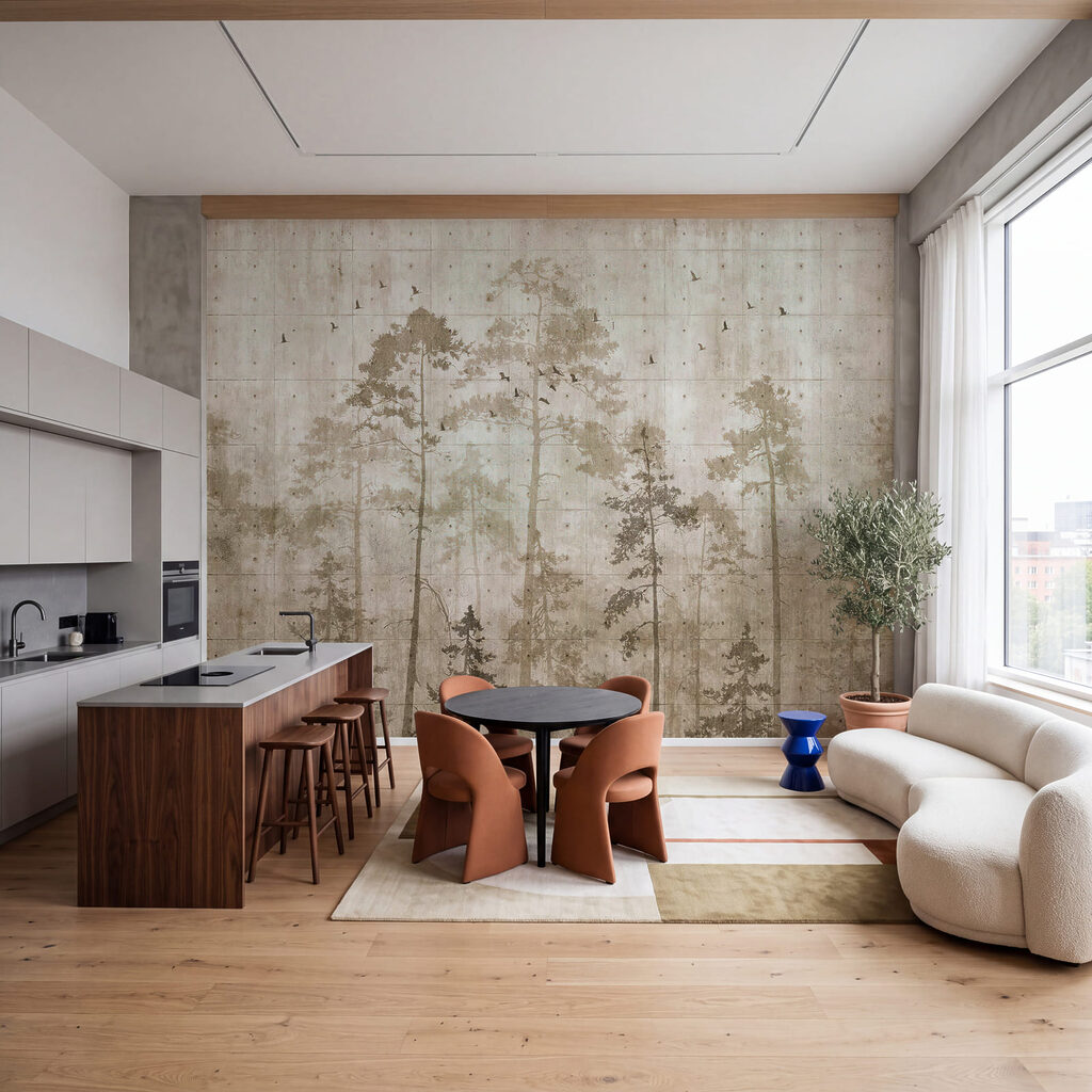 Pinos sobre fondo desgastado — interior 1