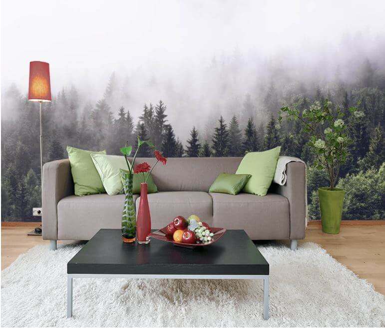 Niebla sobre el bosque en un interior
