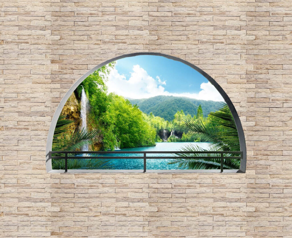 Río tras un arco — diseño completo