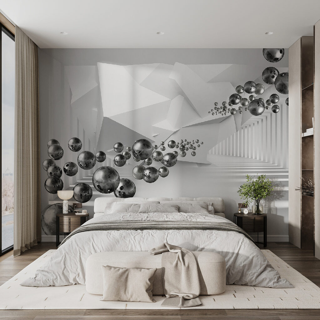 Esferas en espacio blanco — interior 11