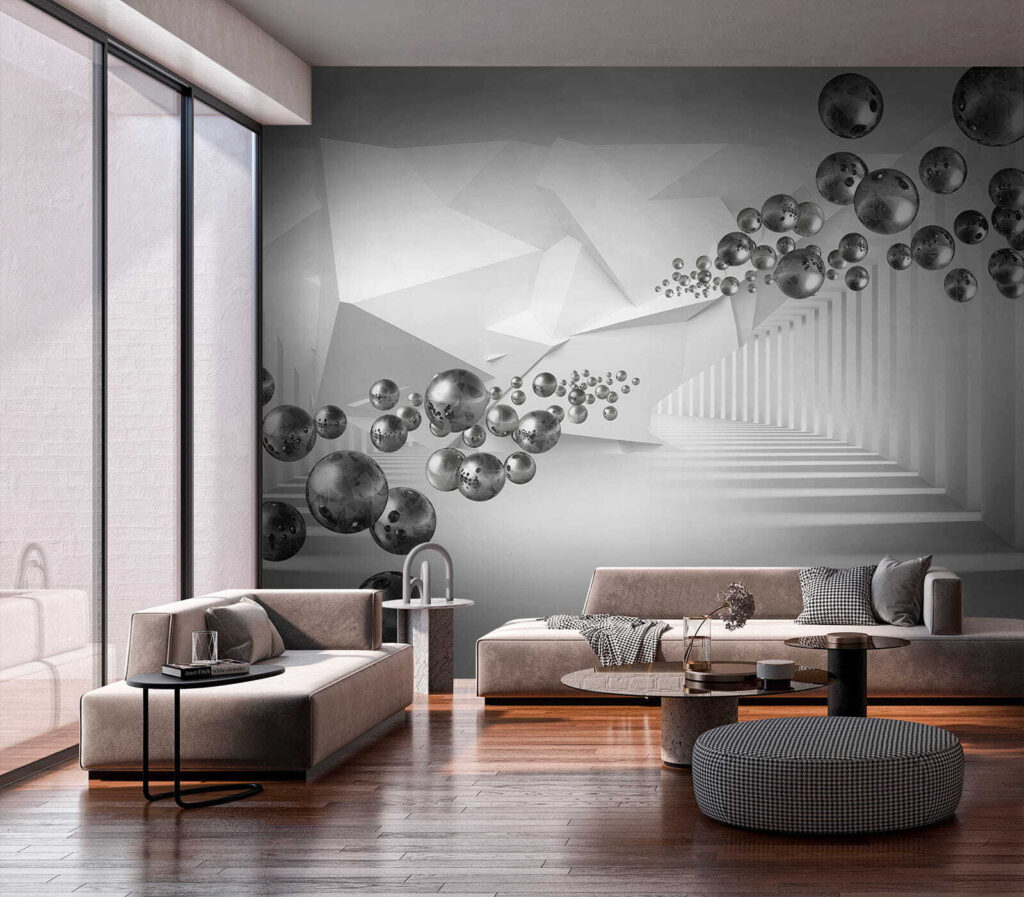 Esferas en espacio blanco — interior 3