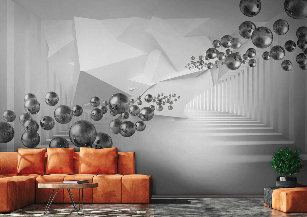 Esferas en espacio blanco — interior 4