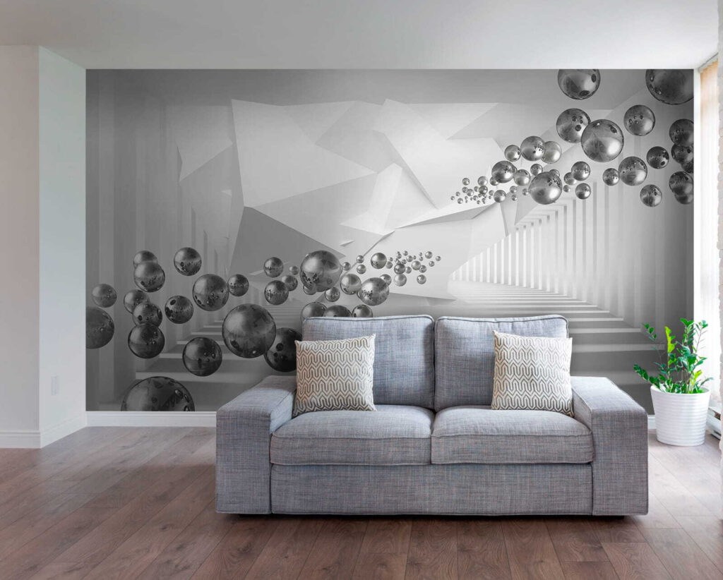 Esferas en espacio blanco — interior 6