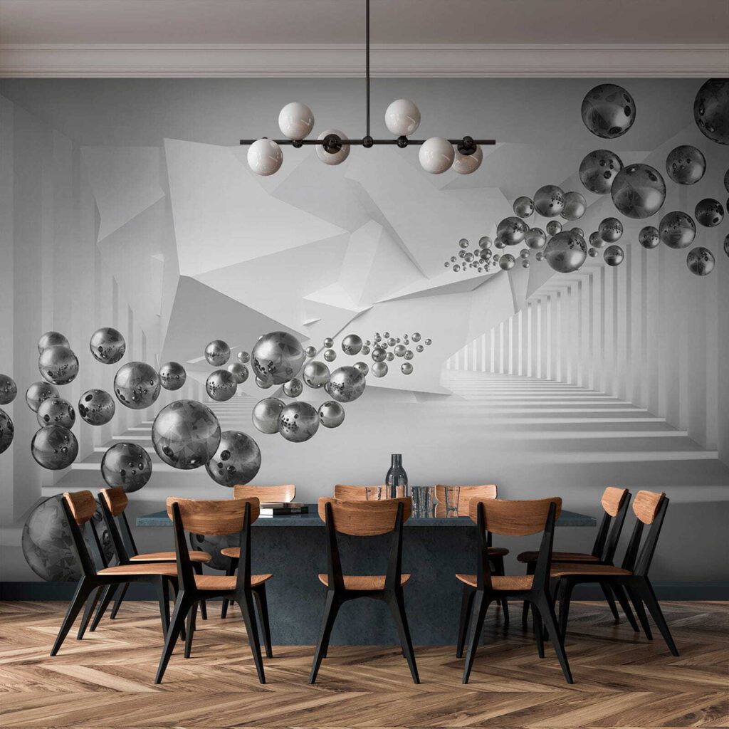 Esferas en espacio blanco — interior 8