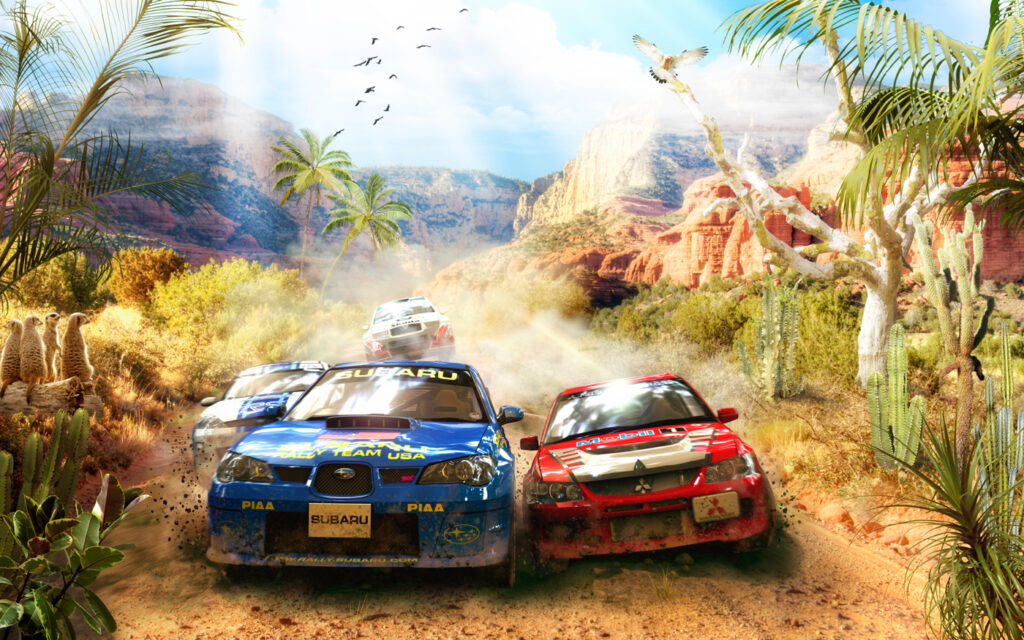 Rally por camino polvoriento — diseño completo