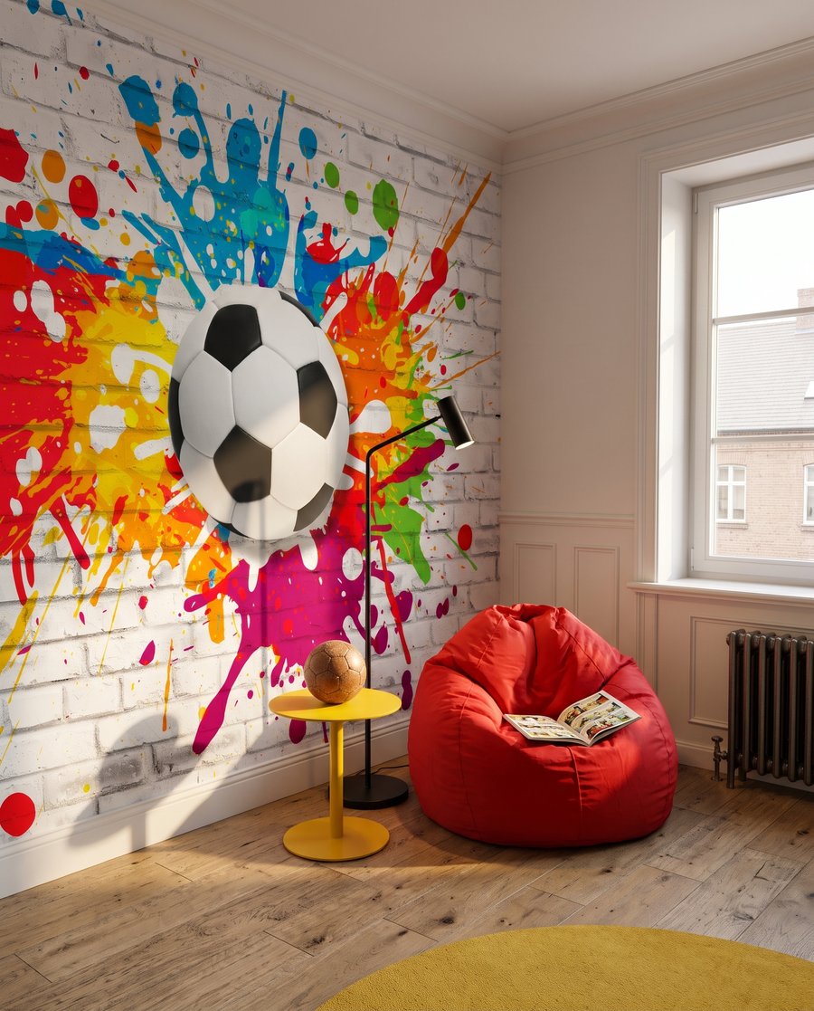 Balón entre salpicaduras en un interior