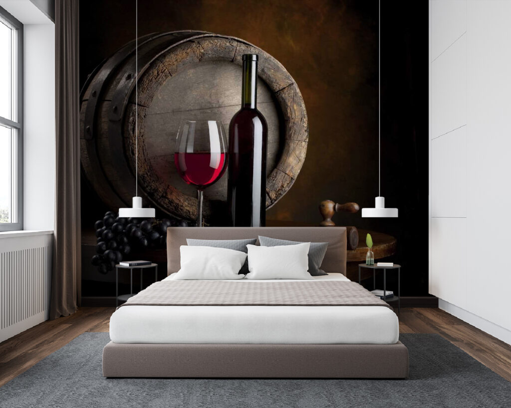 Vino tinto y barrica — interior 1